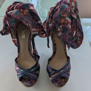 SCHUTZ Multicolor Floral Platform Heels